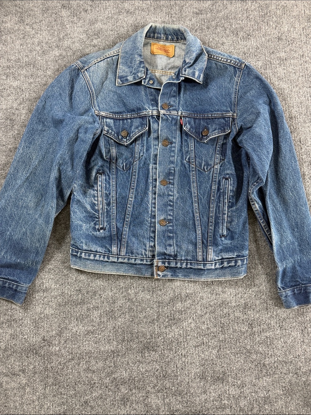 Vintage Levi's 71506 Type III Trucker Jacket Mens 40L Blue Denim USA 80s